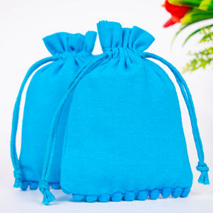 Fabricante logotipo personalizado indio hecho a mano turquesa gasa regalo Favor bolsa cordón algodón joyería almacenamiento bolsa al por mayor - Product Image 3