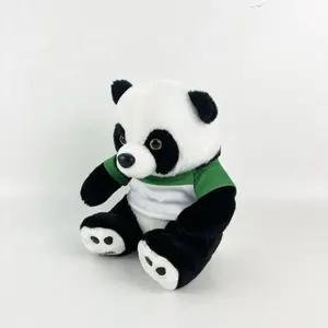 로고가있는 20cm 팬더 맞춤형 봉제 완구 부드러운 만화 동물 흑백 팬더 프로모션 봉제 완구