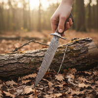 Couteau de chasse personnalisé en acier D2 fait à la main avec manche en bois couteau Bowie poli avec gaine en cuir.
