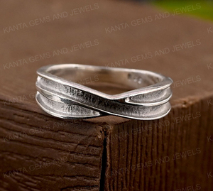 925 Sterling <b>Silver</b> High Quality Eco-Friendly Full Eternity Design 3mm Wide Two Blank Channel Criss <b>Cross</b> <b>Ring</b> Good Jewelry - Product Image 1