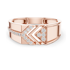 Bague en forme de flèche en chevron avec diamant de laboratoire 0,192 CT pour femme, clarté VVS-VS EF, or 18 carats, 14 carats, 10 carats et argent 925, rose, jaune - Product Image 1