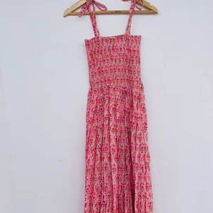 À la mode indien bloc imprimer femmes filles pur coton Maxi robe décontracté été soirée longue Midi en vrac motif naturel chaud! - Product Image 1