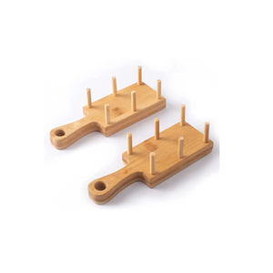 Porte-tacos en bois uniques avec gobelet à condiments pour ustensiles de cuisine et restaurants - Product Image 1