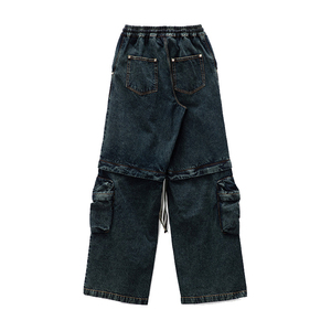 Men's Stonewashed <b>Canvas</b> Cargo Pants Multiple Pockets Drawstring Closure Pleated Front Anti-Wrinkle Quick Dry Trousers - Product Image 3