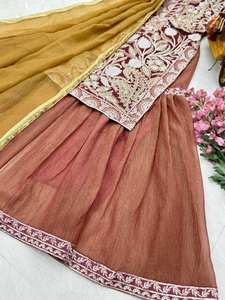 Nuevo diseñador Party Top Palazzo y Dupatta Set con bordado de secuencia Elegante traje de tres piezas perfecto para ocasiones especiales - Product Image 4