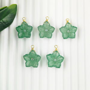 Wholesale 925 Sterling <b>Silver</b> Fine Pendant Hand Carved Green Strawberry Quartz Flower Vermeil Gold <b>Wire</b> Wrapped Gemstone <b>Jewelry</b> - Product Image 2
