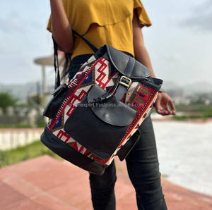 Gran oferta, mochila hecha a mano de cuero Jacquard, mochila de cuero Real, Unisex, multiuso, nuevo bolso de diseño Vintage, producto a granel al por mayor - Product Image 2