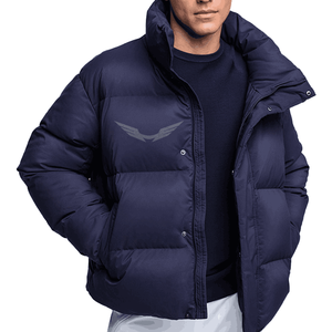 Haute qualité hommes printemps bulle veste coupe-vent bouffant capuche respirant col montant Logo personnalisé impression hiver mince à capuche - Product Image 1