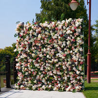 Mur de simulation de fleurs 3D multicolores en tissu de soie pour décoration de fond de mariage ou de la Saint-Valentin