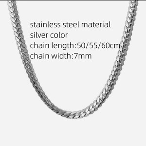 Collana a Catena Cubana in Acciaio Inossidabile 7MM con Rilievo Laterale, Collana a Catena NK da Uomo, Gioielli Impermeabili alla Moda - Product Image 4