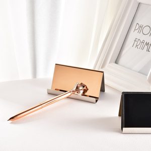 Carte de visite vintage en acier inoxydable Organisateur de passeport Miroir foncé profond Support en métal polonais Accessoire de bureau Accessoire de bureau - Product Image 5