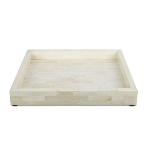 ถาดเสิร์ฟอาหารฝังกระดูกทรงสี่เหลี่ยมและสินค้าบาร์พร้อมถาดหูหิ้วสำหรับอุปกรณ์เสริมในบ้านงานฝีมือจากธรรมชาติ - Product Image 3