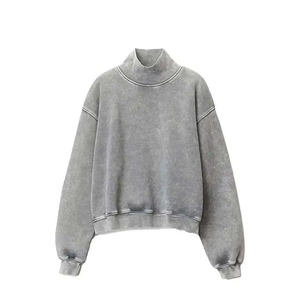 เสื้อสเวตเชิ้ตผู้ชายคอโอ ทรงใหม่ ล้างสีแบบแอซิด สำหรับฤดูหนาว ผ้าฝ้ายฟลีซ 100% แขนยาว ปลายแขนยางยืด สีพื้นแบบกำหนดเอง - Product Image 4