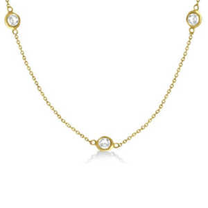 Collier en or jaune 14 carats avec diamants, trois pierres serties en bélière, 1,00 carat - Product Image 2