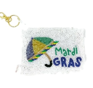 Elegante Mardi Gras Glass Beaded Monedero Estilo de lujo Pequeño organizador con cierre de cremallera Hecho de silicona de felpa Nueva venta al por mayor - Product Image 1