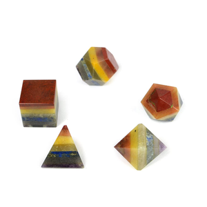 Cristal sept chakra Quartz géométrie 5 pièces ensemble sculpté pierre naturelle sacrée pour la guérison des solides platoniques forme géométrique unique - Product Image 1