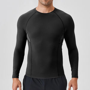 Nouveau design, meilleure qualité, rashguard de sport, t-shirt de compression pour la salle de sport, couleur contrastée, manches longues, spandex/polyester, rashguard pour homme - Product Image 4