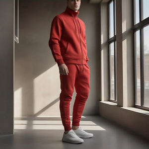 Diseño personalizado Jogger Chándal Hombres Deportes Cremallera Suéter Pantalones de chándal Conjunto Hombres 100% Algodón Poliéster Zip-Up Chándal Hombre - Product Image 6