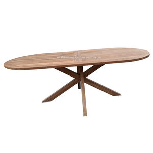 High Quality Modern Oval Teak Dining Table Outdoor <b>Solid</b> <b>Wood</b> <b>Garden</b> <b>Furniture</b> for Hotel Villa Resort Application use - Product Image 2