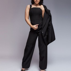 คอร์เซ็ตสีดำสำหรับผู้หญิงพร้อมเสื้อโค้ทและกางเกงทอลูกไม้ของตกแต่งเป็นชั้นๆระบายอากาศได้ดีบางพรีเมี่ยม - Product Image 2