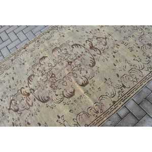 Turkish 4.5x8.3 ft Rug, Area Vintage Rug, <b>Brown</b> Gray Patchwork <b>Wool</b> Rug - Product Image 5
