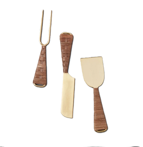 Juego de cuchillos de queso de acero inoxidable personalizado con mango de ratán para restaurante y cocina más vendidos - Product Image 2