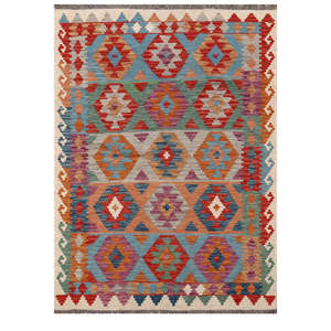 Alfombra Kilim de Maimana, Afganistán, 208 x 152 cm, Alfombras y Juegos de Alfombras Tradicionales Afganas - Product Image 1