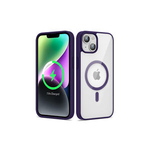 Coque en silicone compatible MagSafe pour iPhone 14 Plus, couleur violet foncé, coque de téléphone portable en silicone souple, charge sans fil - Product Image 1