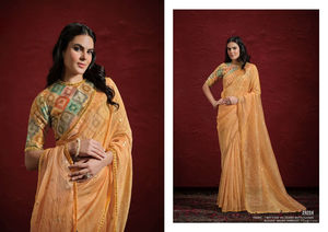 Nueva colección de Sari de seda étnica de diseñador de llegada elegante patrón floral ecológico estirable para ropa de Fiesta de Primavera/Verano - Product Image 2