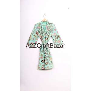 Chaqueta Kimono con Cuello en V, Estilo Kantha Floral, Hecha a Mano, Suave y Lujosa, 100% Algodón, Corta, para Primavera, Invierno, Fiestas - Product Image 5