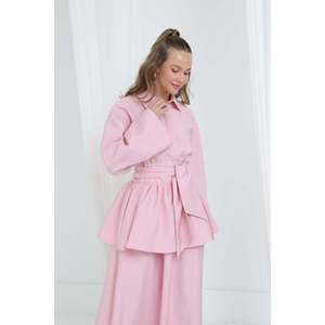 Conjunto de Falda Minimalista Luna con Cinturón para Mujer de LOREEN - Top Oversize y Pantalones Anchos de Dos Piezas en Azul - 20682TKS - Product Image 3
