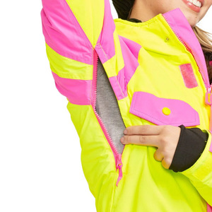 Mono de Esquí Impermeable para Mujer, Diseño Color Block, Amarillo y Rosa, Traje de Snowboard de Una Pieza - Product Image 3