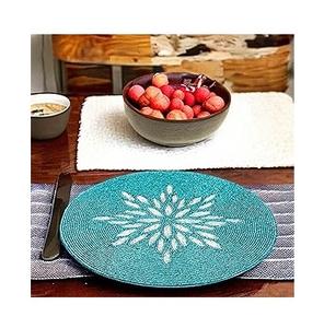 Vintage Solid <b>Gold</b> Beads Handmade Eco-Friendly Durable <b>Placemat</b> for Home Kitchen Table Use Wedding Party Gift - Product Image 2