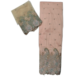 Venta al por mayor COSST India exportación mundial de adultos precio barato vestido de tela de George de seda africana con decoración bordada - Product Image 1