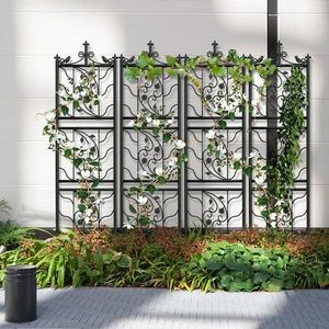 Grand treillis de jardin en métal pour le support de plantes grimpantes décoratives extérieures d'arrière-cour avec un design unique en fer forgé - Product Image 4