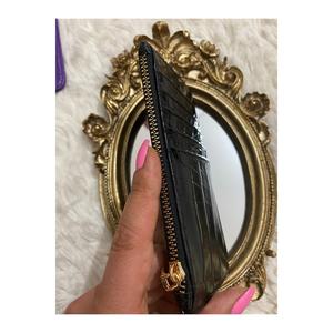 Porta carte con cerniera nera da donna