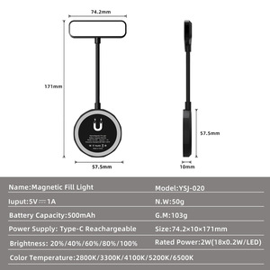 Lampe LED magnétique pour selfie, flexible avec col de cygne, à clipser sur téléphone, réglable et rechargeable, également utilisable comme lampe de lecture - Product Image 6