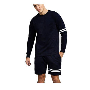 ชุดวิ่งออกกําลังกายจัมเปอร์สองชิ้นชุดสั้นผู้ชายเสื้อผ้าขนแกะผู้ชายชุดสูทเหงื่อชุดออกกําลังกายชุดกีฬาชุดกางเกงขาสั้นชุด - Product Image 5