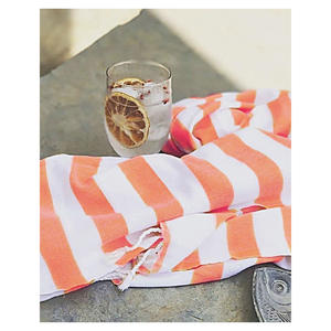 LORIN 100% algodón turco Hammam Peshtemal Toalla de playa naranja a rayas absorbente característica de verano - Product Image 3