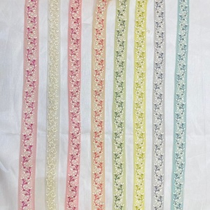 Cordones Bordados florales de organza hechos a medida con cuentas, tamaño 1 pulgada en adelante para diseñadores de vestidos, cinta de encaje floral bordada - Product Image 1