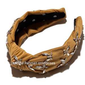 2023 High Quality Handmade Designer <b>Fabric</b> <b>Headbands</b> for Women and Children Multi-Color Embroidered Hair Bands with Sequins - Product Image 1