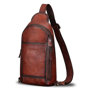 100% Custom Leather Material Sling <b>Bag</b> Custom Logo Leather <b>Bags</b> <b>Messenger</b> Chest <b>Bags</b> for Men Women - Product Image 3