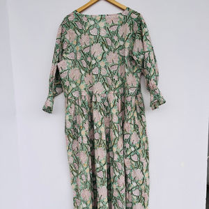 Surtout vente Designer Impression Vêtements Femmes Dernière Robe Conception Femme Style Occidental Manches Bouffantes Élégant Maxi Robes Articles - Product Image 1