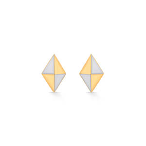 Boucles d'oreilles clous géométriques en diamant en or rose 14 carats - Product Image 3