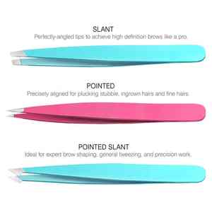 Juego de pinzas para cejas doradas, las mejores pinzas para cejas inclinadas de oro rosa, pinzas para cejas para depilación de acero inoxidable, Etiqueta Privada - Product Image 5