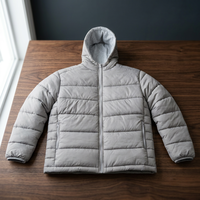 Veste matelassée à capuche grise pour femme, manteau d'hiver à manches longues avec fermeture éclair, couleur unie, rembourrage en polyester