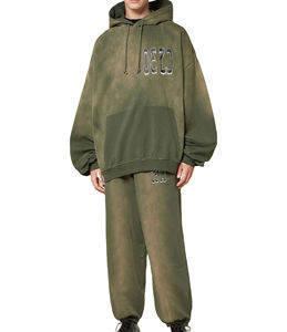 Conjunto Deportivo Personalizado de Gran Tamaño con Lavado Ácido para Hombre, Sudadera con Capucha y Pantalones Deportivos con Logotipo Personalizado, Novedad de 2025 - Product Image 1