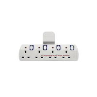 Adaptateur multiprise en forme de T pour le Royaume-Uni, 3 ou 4 prises, avec interrupteur indépendant et protection contre les surtensions