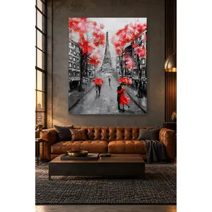Impression sur toile Fida Parisian Lovers Under a Red Umbrella - Product Image 2