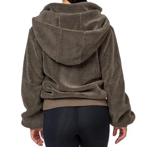 Custom Women's High Neck Cropped Sweatshirt Trendy <b>Zip</b>-<b>Up</b> <b>Hoodie</b> for Winter and Autumn - Product Image 6